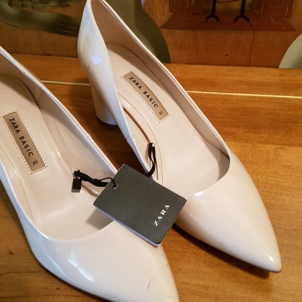 Zara Basic Blush Pink Chunky Heels